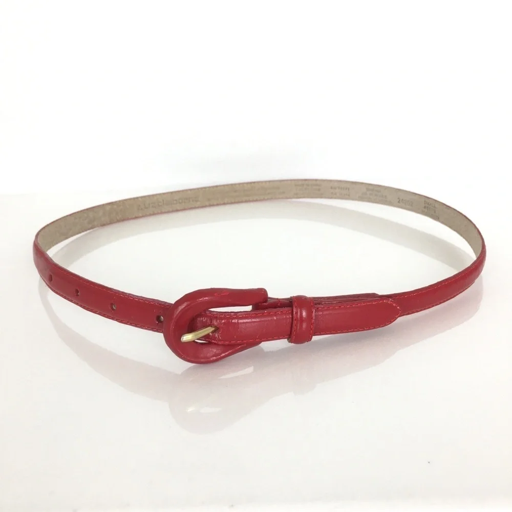 Vintage Liz Claiborne Thin Leather Belt Red VTG 80’s 90”s Women’s Size Small
